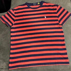 Ralph Lauren Red & Navy Striped Crew Neck Tee